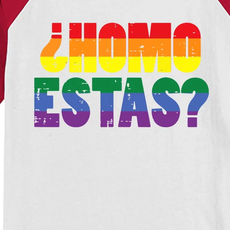 Homo Estas Spanish Mexican Funny Pride Ally Month Kids Colorblock Raglan Jersey