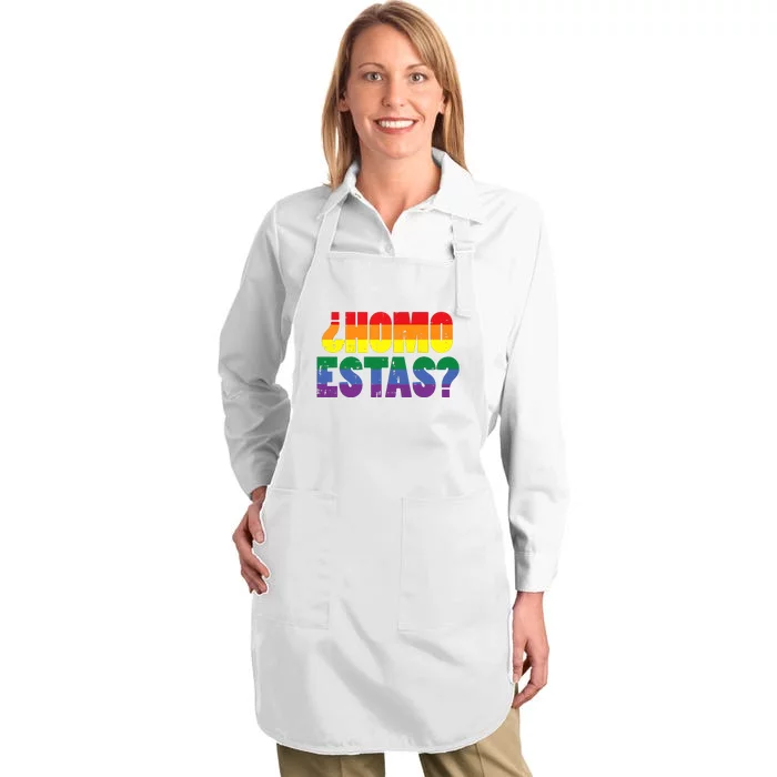 Homo Estas Spanish Mexican Funny Pride Ally Month Full-Length Apron With Pocket