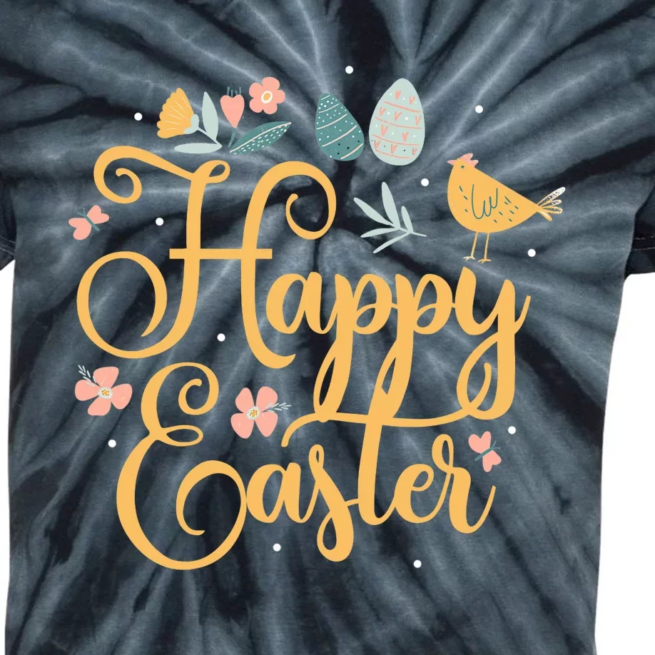 Happy Easter Sayings Egg Bunny Kids Tie-Dye T-Shirt