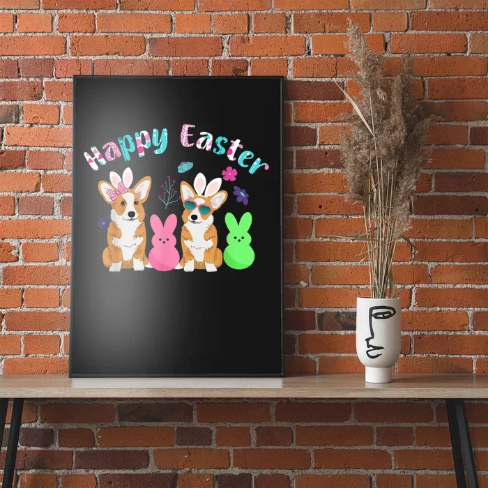 Happy Easter Shirt Funny Bunny Corgi Dog Easter Poster