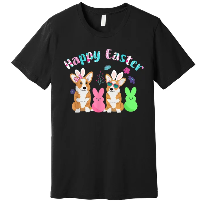 Happy Easter Shirt Funny Bunny Corgi Dog Easter Premium T-Shirt