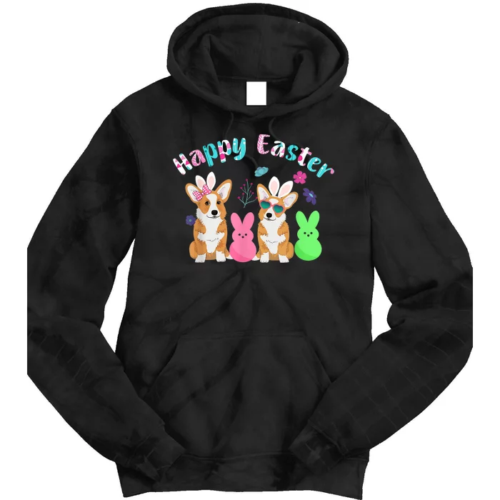 Happy Easter Shirt Funny Bunny Corgi Dog Easter Tie Dye Hoodie