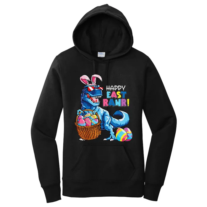 Happy Eastrawr T Rex Dinosaur Easter Bunny Egg Women's Pullover Hoodie