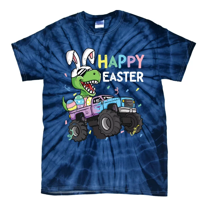 Happy Easter Trex Bunny Monster Truck Rabbit Ears Tie-Dye T-Shirt