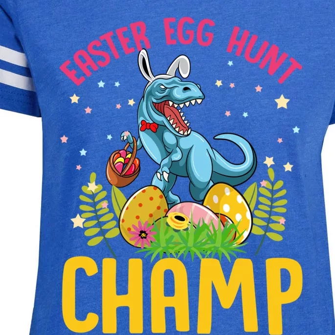 Happy Easter Tmeaningful Giftrex Dinosaur Bunny Ears Easter Egg Hunt Champ Gift Enza Ladies Jersey Football T-Shirt