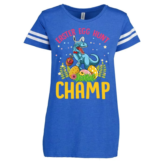 Happy Easter Tmeaningful Giftrex Dinosaur Bunny Ears Easter Egg Hunt Champ Gift Enza Ladies Jersey Football T-Shirt