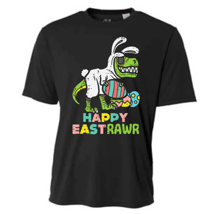 Happy Eastrawr Trex Easter Bunny Egg Funny Dinosaur Cooling Performance Crew T-Shirt