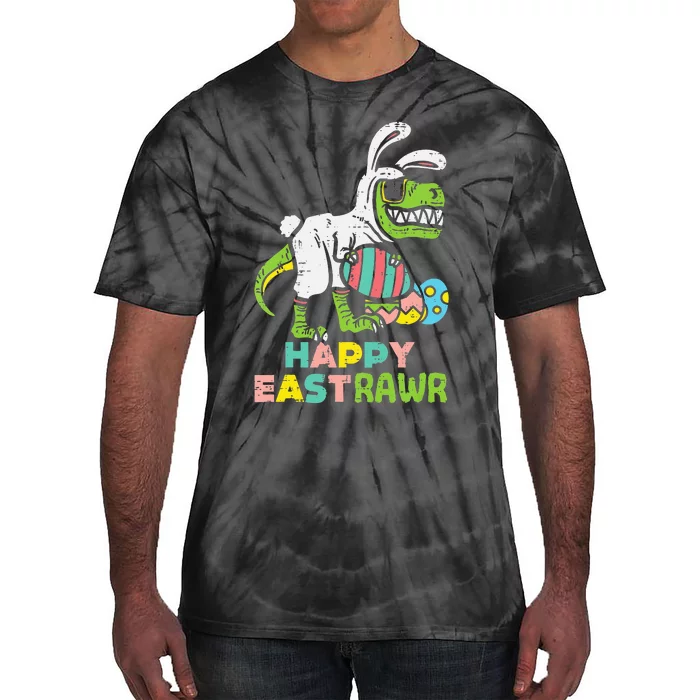 Happy Eastrawr Trex Easter Bunny Egg Funny Dinosaur Tie-Dye T-Shirt