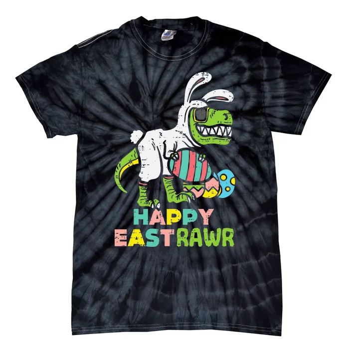 Happy Eastrawr Trex Easter Bunny Egg Funny Dinosaur Tie-Dye T-Shirt