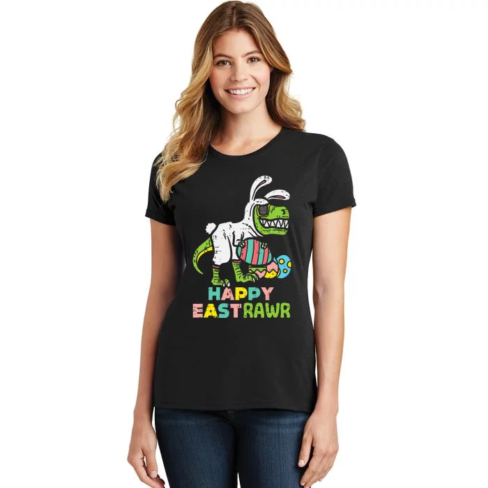 Happy Eastrawr Trex Easter Bunny Egg Funny Dinosaur Women's T-Shirt