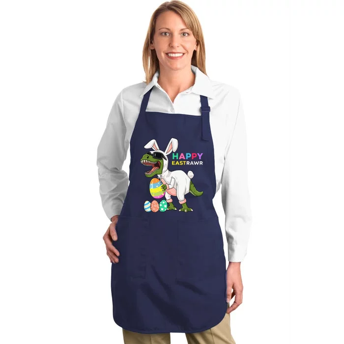 Happy Eastrawr T Rex Easter Bunny Dinosaur Eggs Full-Length Apron With Pocket