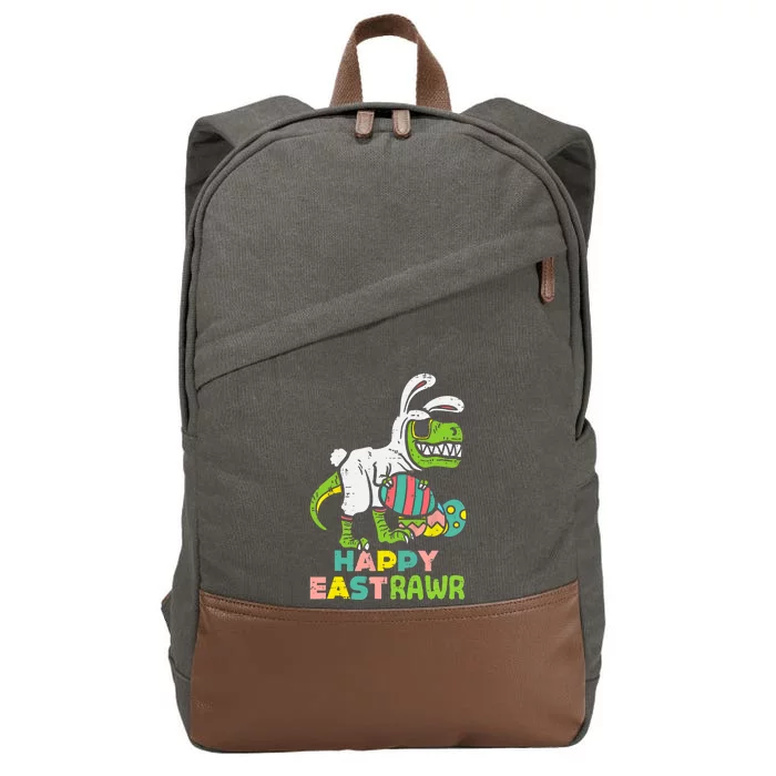 Happy Eastrawr Trex Easter Bunny Egg Funny Dinosaur Gift Cotton Canvas Backpack