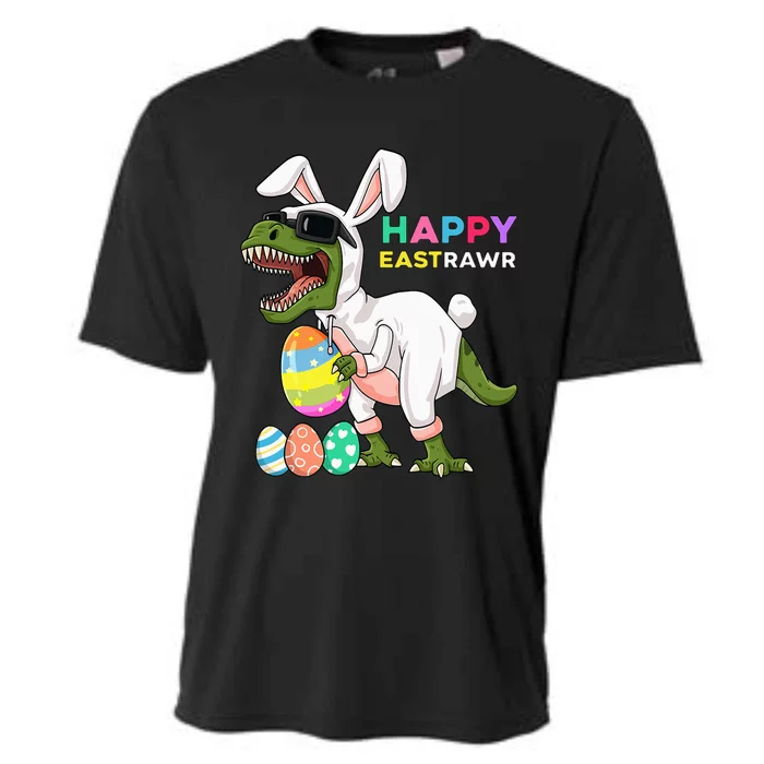 Happy Eastrawr T Rex Easter Bunny Dinosaur Eggs Cooling Performance Crew T-Shirt