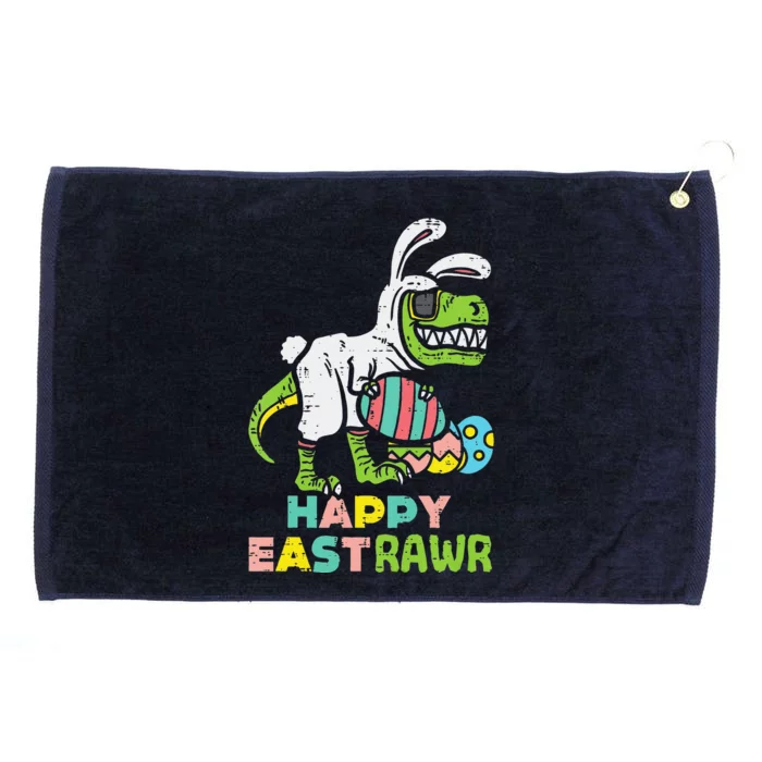 Happy Eastrawr Trex Easter Bunny Egg Funny Dinosaur Grommeted Golf Towel