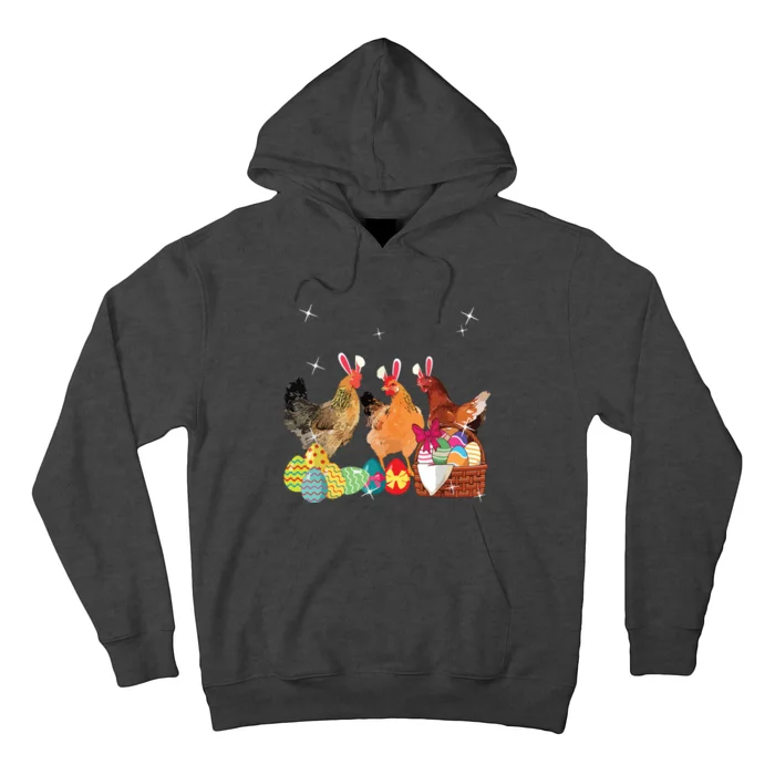 Happy Easter Three Chicken Wearing Bunny Ear Chicken Lover Hoodie