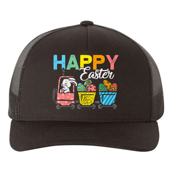 Happy Easter Train Bunny Chick Eggs Cute Yupoong Adult 5-Panel Trucker Hat