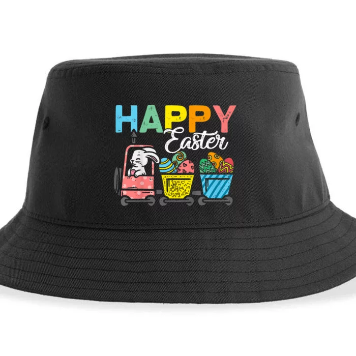 Happy Easter Train Bunny Chick Eggs Cute Sustainable Bucket Hat