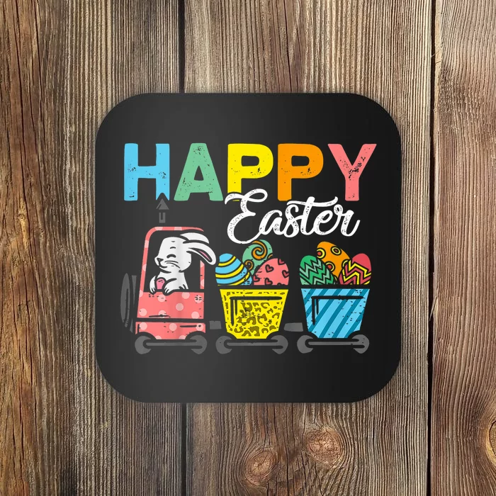 Happy Easter Train Bunny Chick Eggs Cute Coaster