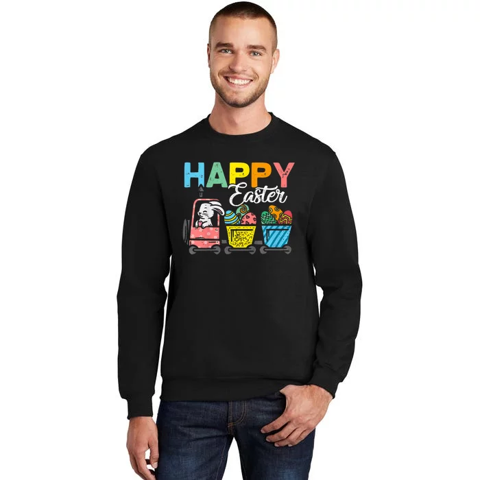 Happy Easter Train Bunny Chick Eggs Cute Tall Sweatshirt