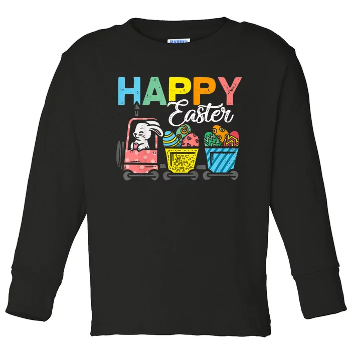 Happy Easter Train Bunny Chick Eggs Cute Toddler Long Sleeve Shirt