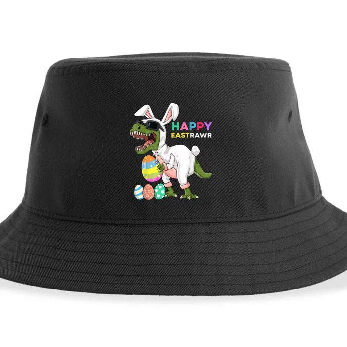 Happy Eastrawr T Rex Easter Bunny Dinosaur Eggs Boy kid Sustainable Bucket Hat