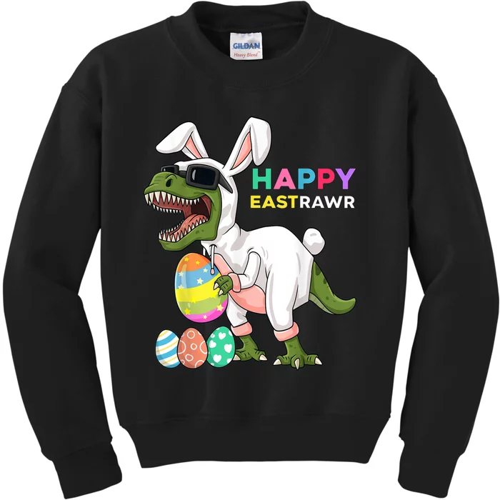 Happy Eastrawr T Rex Easter Bunny Dinosaur Eggs Boy kid Kids Sweatshirt