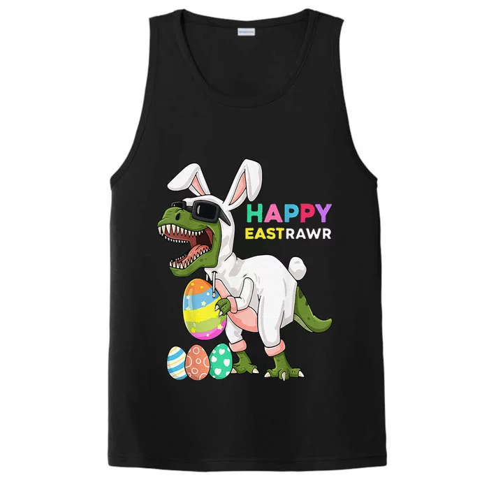 Happy Eastrawr T Rex Easter Bunny Dinosaur Eggs Performance Tank