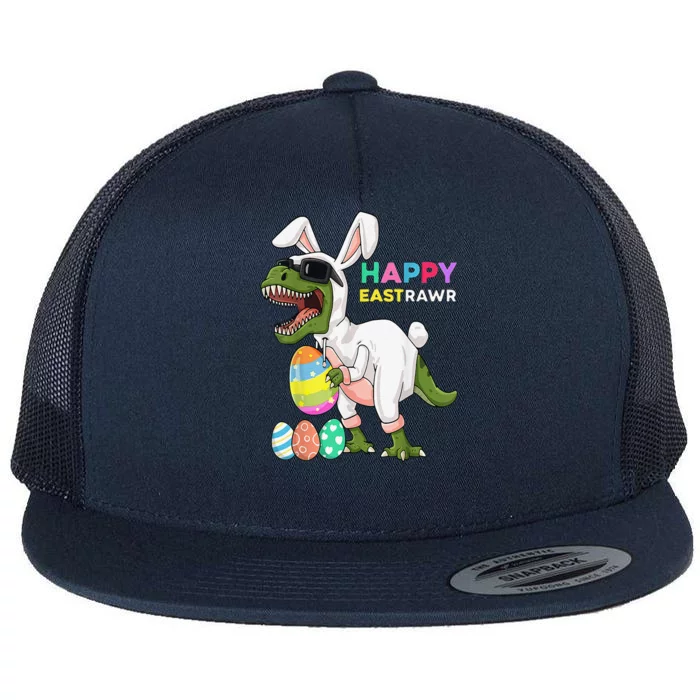 Happy Eastrawr T Rex Easter Bunny Dinosaur Eggs Flat Bill Trucker Hat