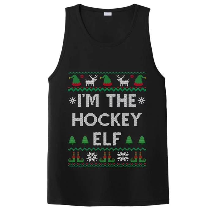 Hockey Elf Ugly Christmas Meaningful Gift Performance Tank