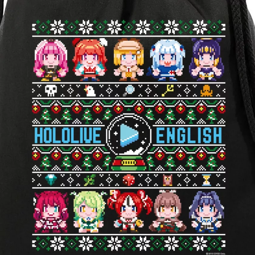 hololive English Ugly Christmas Sweater,Long Sleeve, (Gray) Drawstring Bag