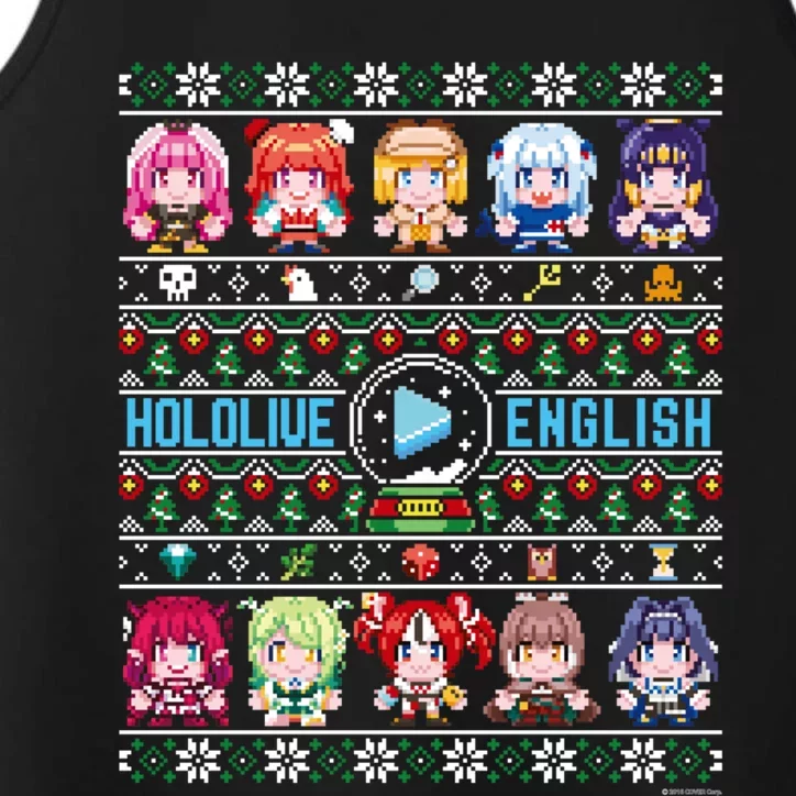 hololive English Ugly Christmas Sweater,Long Sleeve, (Gray) Performance Tank