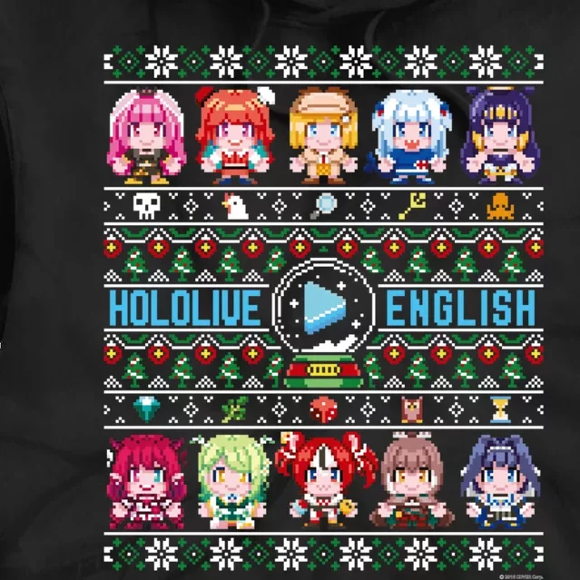 hololive English Ugly Christmas Sweater,Long Sleeve, (Gray) Tie Dye Hoodie