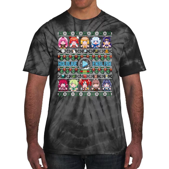 hololive English Ugly Christmas Sweater,Long Sleeve, (Gray) Tie-Dye T-Shirt