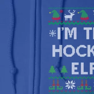 Hockey Elf Ugly Christmas Cool Gift Full Zip Hoodie