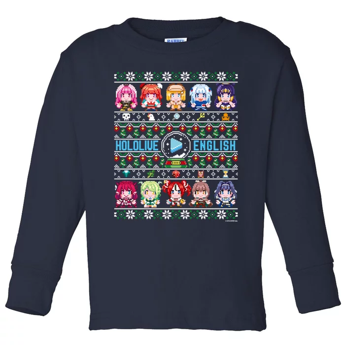 Hololive English Ugly Christmas Sweater Toddler Long Sleeve Shirt