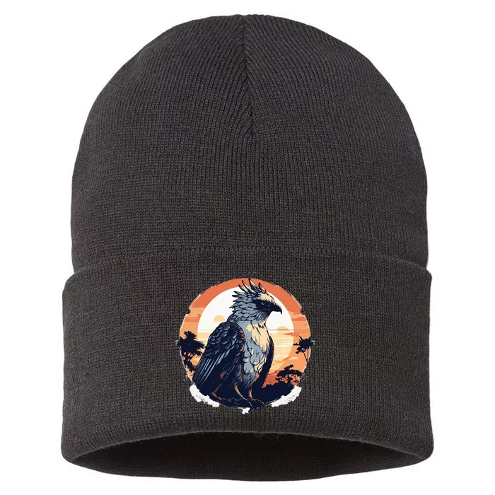 Harpy Eagle Vintage Illustration Sustainable Knit Beanie