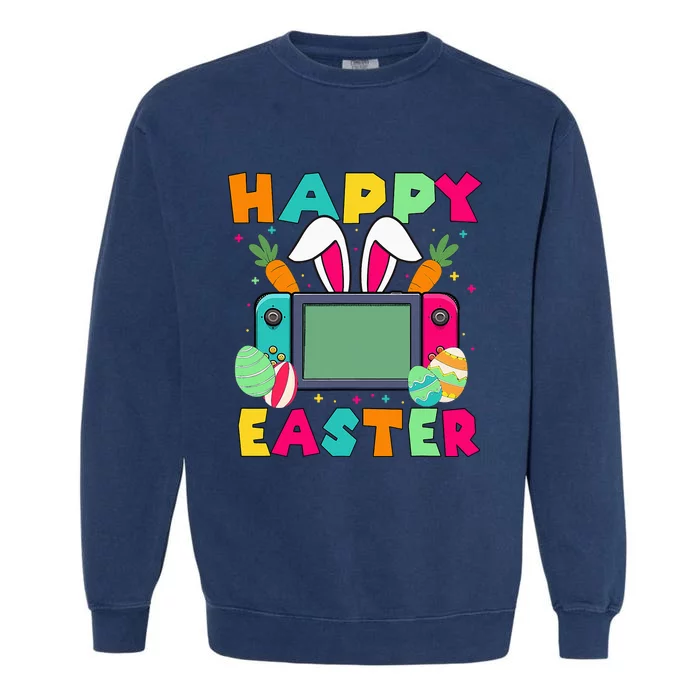 Happy Easter Video Game Bunny Gaming Garment-Dyed Sweatshirt