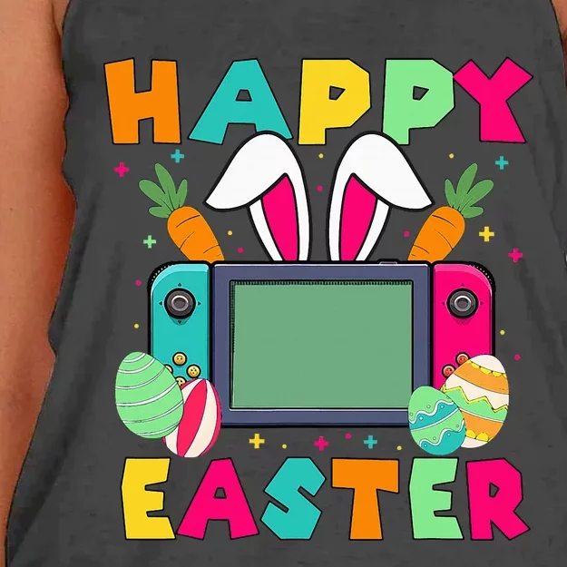 Happy Easter Video Game Bunny Gaming Controller Women's Knotted Racerback Tank