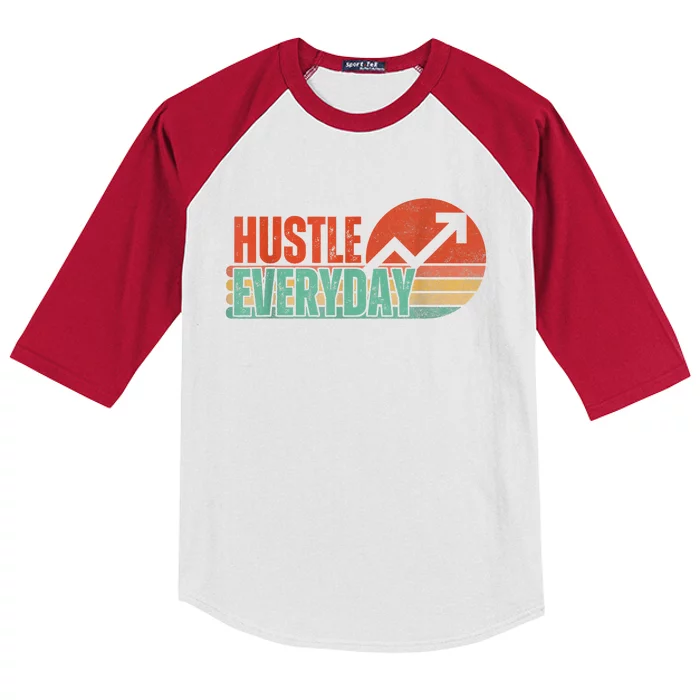 Hustle Everyday Work Hard Successful Entrepreneur Kids Colorblock Raglan Jersey