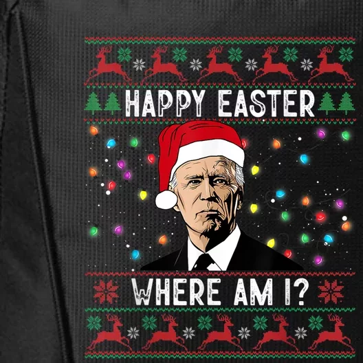 Happy Easter Where Am I Funny Joe Biden Santa Ugly Christmas City Backpack