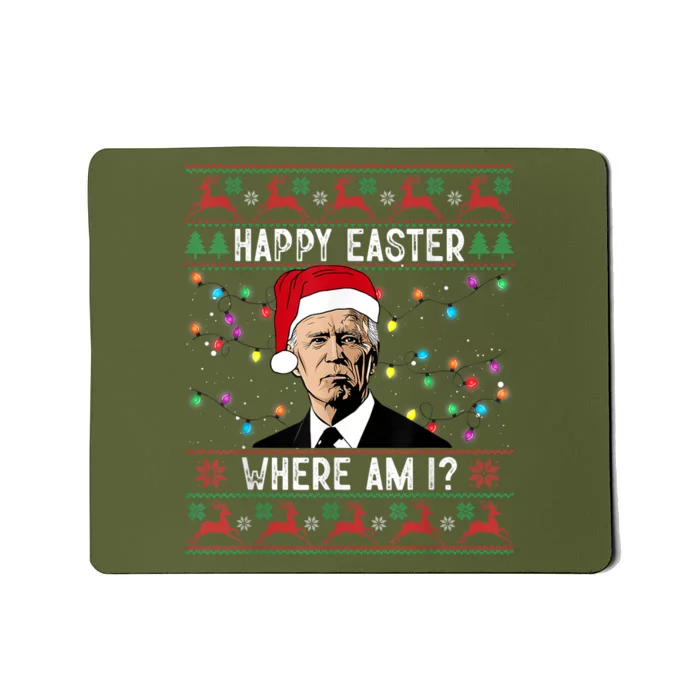 Happy Easter Where Am I Funny Joe Biden Santa Ugly Christmas Mousepad