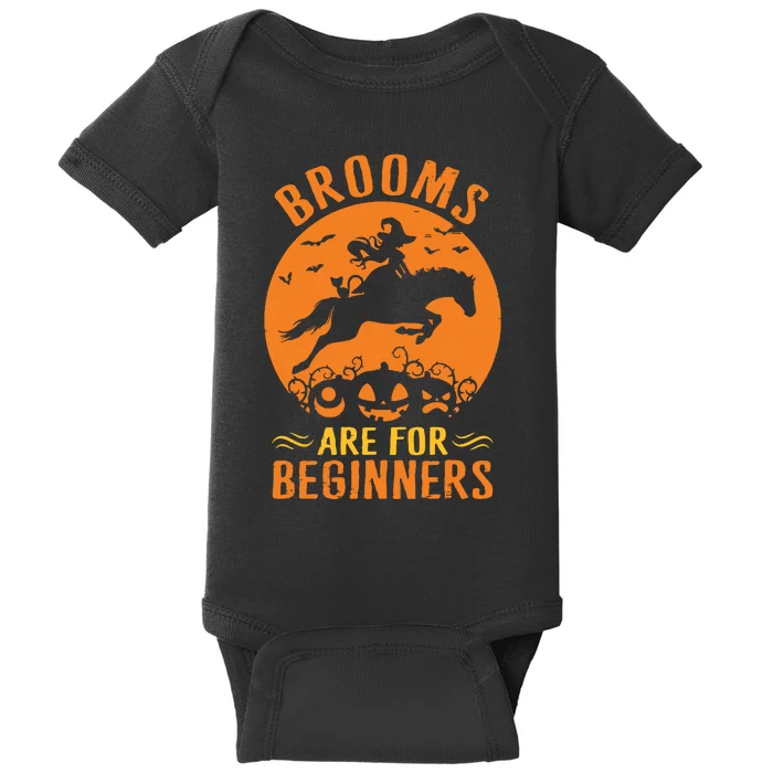 Horses Equestrian Witch Halloween Brooms Are For Beginners Baby Bodysuit