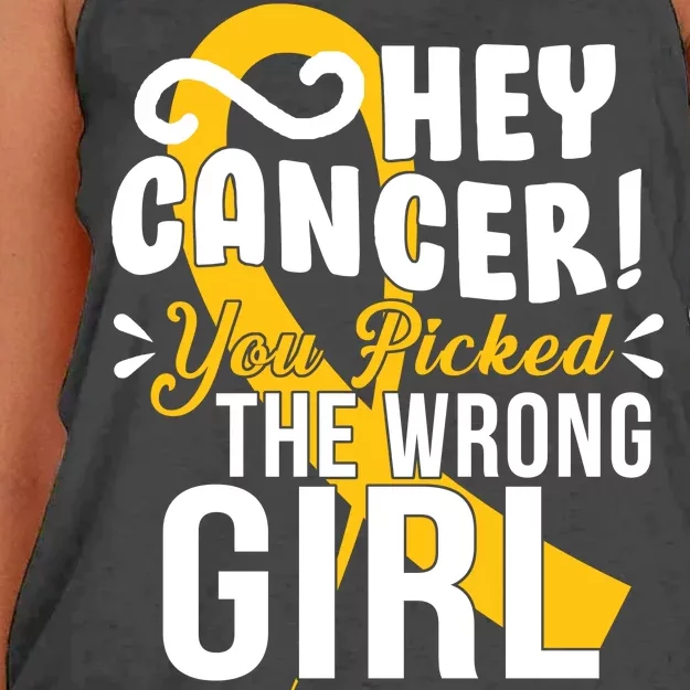 Hey Cancer You Picked The Wrong Girl Women's Knotted Racerback Tank