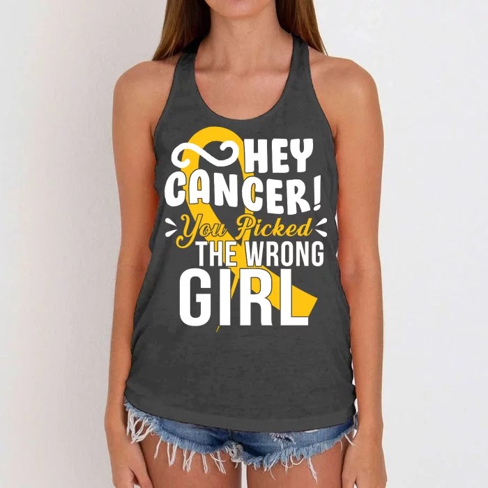 Hey Cancer You Picked The Wrong Girl Women's Knotted Racerback Tank