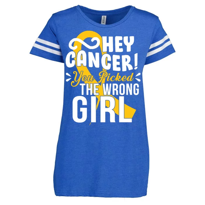 Hey Cancer You Picked The Wrong Girl Enza Ladies Jersey Football T-Shirt