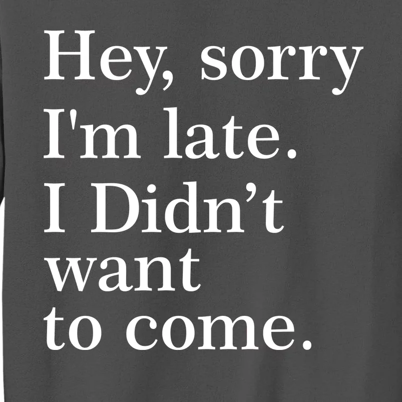 Hey, Sorry I'm Late. I Didn't Want To Come. Tall Sweatshirt