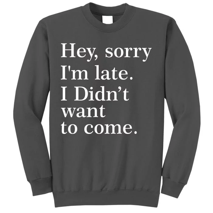 Hey, Sorry I'm Late. I Didn't Want To Come. Tall Sweatshirt