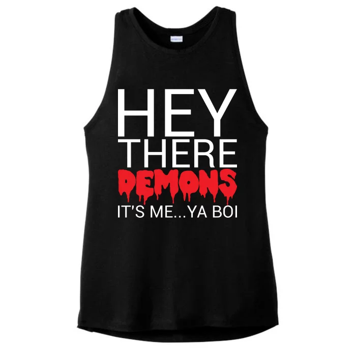 Hey There Demons It's Me Ya Bo! Ladies Tri-Blend Wicking Tank