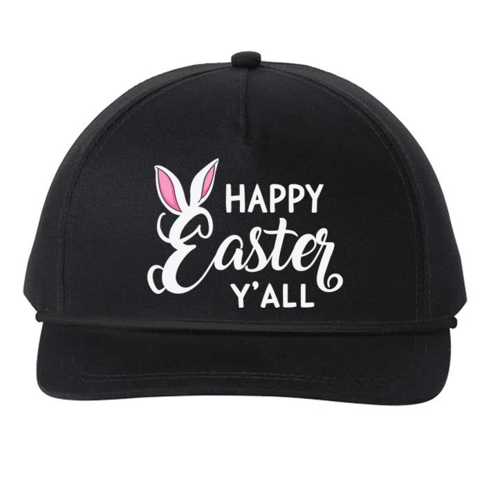 Happy Easter Y’all Easter Day Ears Bunny Girl Women Snapback Five-Panel Rope Hat