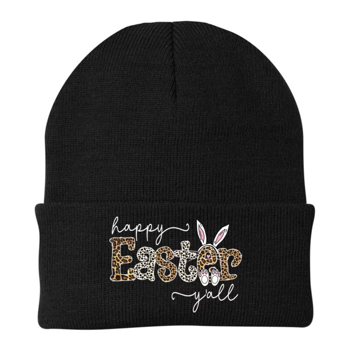 Happy Easter Y'all Leopard Funny Bunny Rabbit Eggs Hunting Knit Cap Winter Beanie